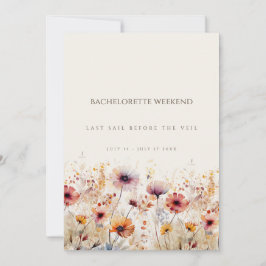 シンプルボホワイルドフラワーバチェロレッテ週末券 招待状