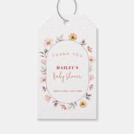 シンプルボホワイルドフラワーフレーム赤ちゃんシャワー ギフトタグ