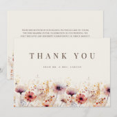 シンプルボホワイルドフラワーベージュサンキューカード サンキューカード (正面/裏面)