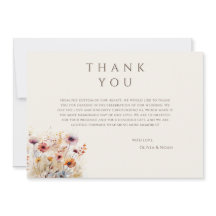 シンプルボホワイルドフラワーベージュサンキューカード
