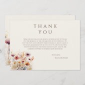 シンプルボホワイルドフラワーベージュサンキューカード サンキューカード (正面/裏面)