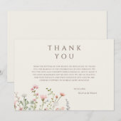 シンプルボホワイルドフラワーベージュサンキューカード サンキューカード (正面/裏面)