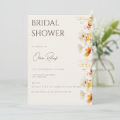 シンプルボホワイルドフラワーベージュブライダルシャワーカード 招待状 (スタンド正面)