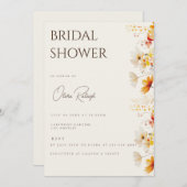 シンプルボホワイルドフラワーベージュブライダルシャワーカード 招待状 (正面/裏面)