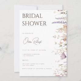 シンプルボホワイルドフラワーホワイトブライダルシャワーカード 招待状