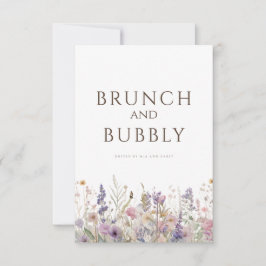 シンプルボホワイルドフラワーホワイトブライダルシャワーカード 招待状