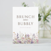 シンプルボホワイルドフラワーホワイトブライダルシャワーカード 招待状 (スタンド正面)