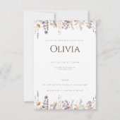 シンプルボホワイルドフラワーホワイトブライダルシャワーカード 招待状 (裏面)