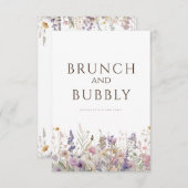 シンプルボホワイルドフラワーホワイトブライダルシャワーカード 招待状 (正面/裏面)