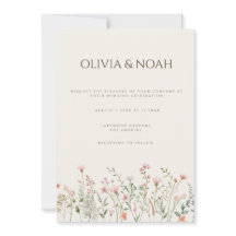 シンプルボホワイルドフラワー結婚式招待状カード