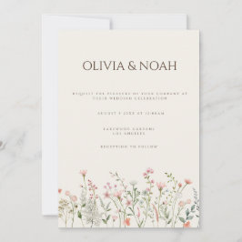シンプルボホワイルドフラワー結婚式招待状カード 招待状