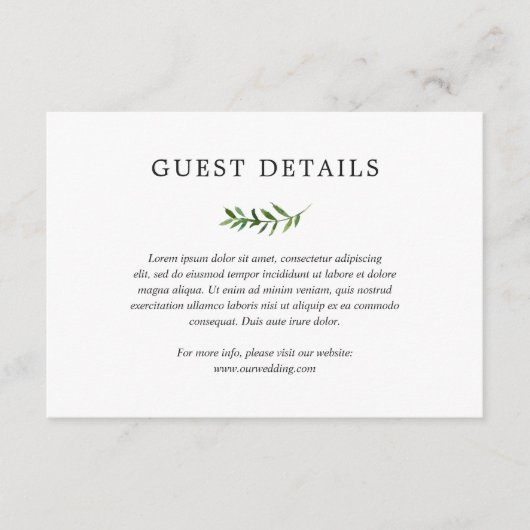 シンプルボホ素朴グリーンリー詳細結婚ズ エンクロージャーカード (正面)