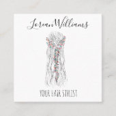 シンプルボホ結婚の美容師ロマンチックな花 スクエア名刺 (正面)