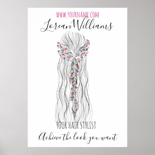 シンプルボホ結婚の美容師ロマンチックな花 ポスター (正面)