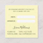 シンプルボホ結婚の美容師ロマンチックな花 予約カード (裏面)