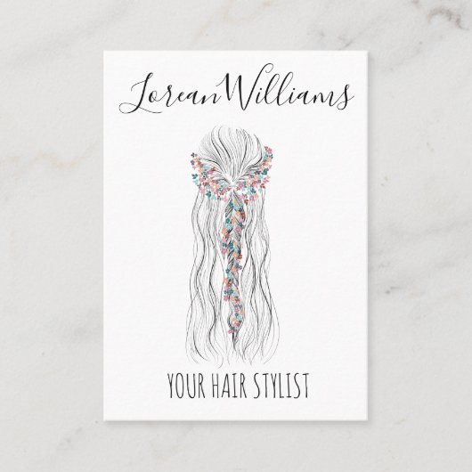 シンプルボホ結婚の美容師ロマンチックな花 名刺 (正面)