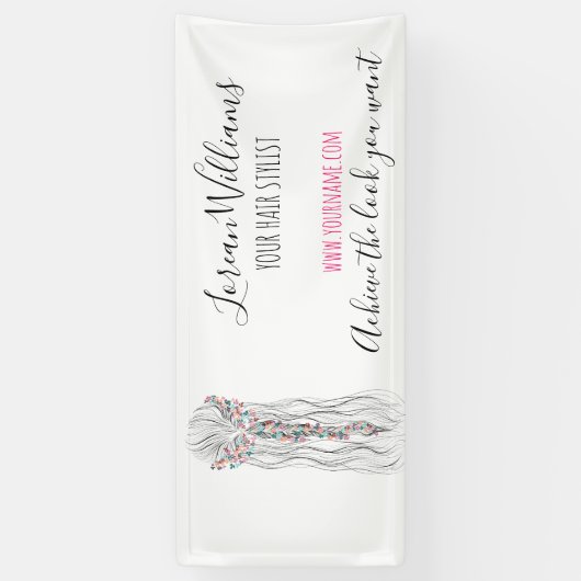 シンプルボホ結婚の美容師ロマンチックな花 横断幕 (縦)