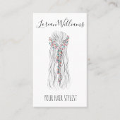 シンプルボホ結婚の美容師ロマンチックQRコード 名刺 (正面)