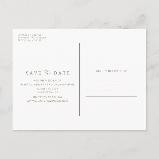 シンプルボホ航海のフローラ結婚式の日付を保存 案内ポストカード (裏面)