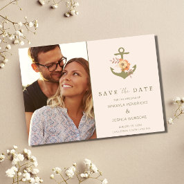 シンプルボホ航海のフローラ結婚式の日付を保存 案内ポストカード