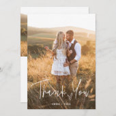 シンプルボホ | エレガントハートと写真を使用したスクリプト サンキューカード (正面/裏面)
