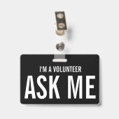 シンプルボランティア白黒イベント バッジ (裏面 （クリップ付）)