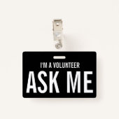 シンプルボランティア白黒イベント バッジ (裏面クリップ)