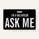 シンプルボランティア白黒イベント バッジ (裏面)