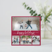 シンプルボルドホワイト4フォトコラージュハッピー シーズンカード (スタンド正面)