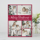 シンプルボルドホワイト5フォトコラージュクリスマスホリド シーズンカード (スタンド正面)