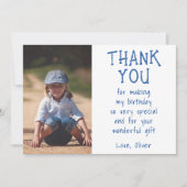 シンプルボーイ写真キッド誕生日 サンキューカード (正面)