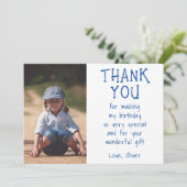 シンプルボーイ写真キッド誕生日 サンキューカード (スタンド正面)