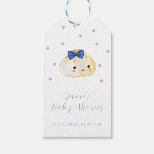 シンプルボーイ小さな餃子の赤ちゃんシャワー ギフトタグ (正面)