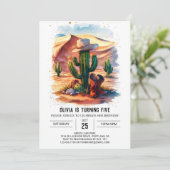 シンプルボーホーカウボーイ誕生日 招待状 (スタンド正面)