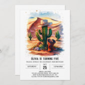 シンプルボーホーカウボーイ誕生日 招待状 (正面/裏面)