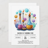 シンプルポションウィムシーサイエンティスト誕生日 招待状 (正面/裏面)