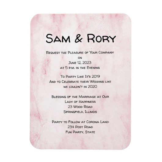 シンプルポストCovidの結婚お祝い招待状 マグネット (縦)