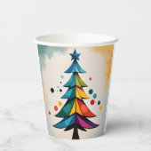 シンプルポップ・アートのArt幾何学的クリスマスツリー円 紙コップ (裏面)