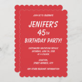 シンプルポピー無地のレッド 招待状 (正面/裏面)