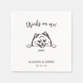 シンプルポメラニア犬ドリンク可愛いドッグ結婚 スタンダードカクテルナプキン (正面)