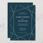 シンプルポリゴンネイビー青ゲイ結婚ズ 招待状 (正面/裏面)
