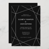 シンプルポリゴン白黒ゲイ結婚の 招待状 (正面/裏面)