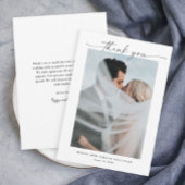 シンプルポートレート写真のスクリプ結婚ト サンキューカード