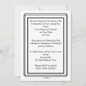 シンプルポートレート卒業招待状/ 案内状 (裏面)