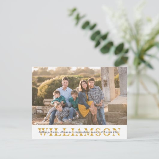 シンプルポートレート黄色と青の姓 シーズンポストカード (スタンド正面)