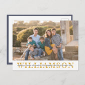 シンプルポートレート黄色と青の姓 シーズンポストカード (正面/裏面)