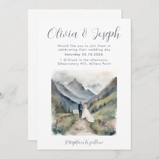 シンプルマウンテンウォーター結婚式招待状 招待状 (正面/裏面)