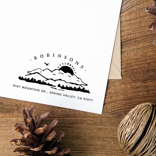 シンプルマウンテンバレ素朴ーファミリーリターンアドル ラバースタンプ