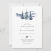 シンプルマウンテンパインツリー冬の結婚式 招待状 (正面)