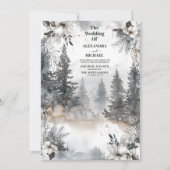 シンプルマウンテンパインツリー冬の結婚式 招待状 (正面)